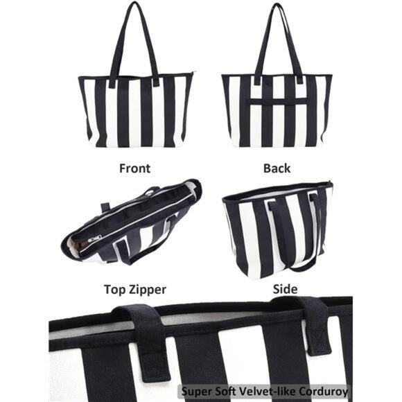 Women's Large Corduroy Laptop Tote Bag with 10 Pockets - Picture 4 of 6